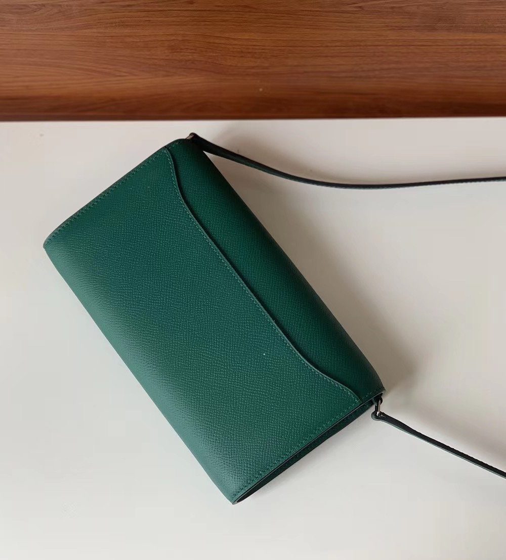 1:1 Replica Hermes Constance Epsom Long To Go Wallet Green For Women, Women's Wallet 8.1in/21cm