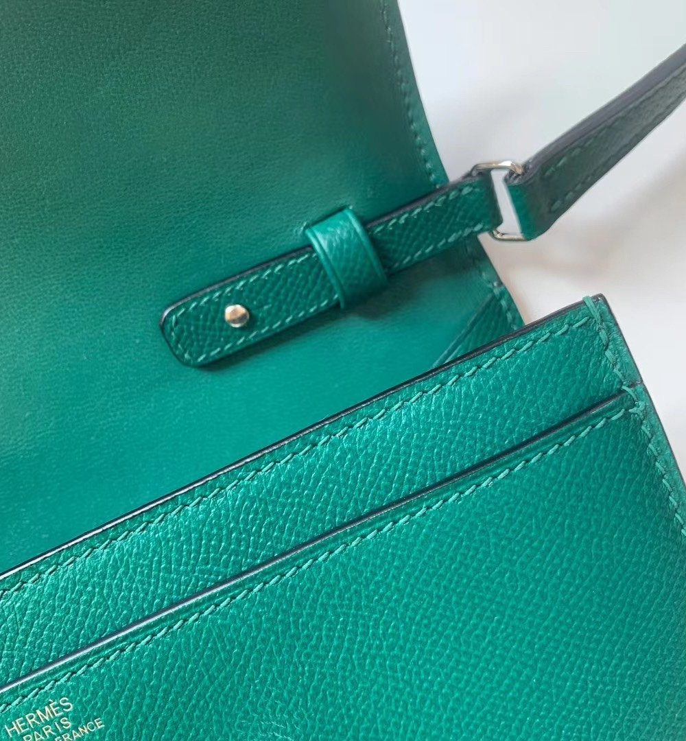 1:1 Replica Hermes Constance Epsom Long To Go Wallet Green For Women, Women's Wallet 8.1in/21cm