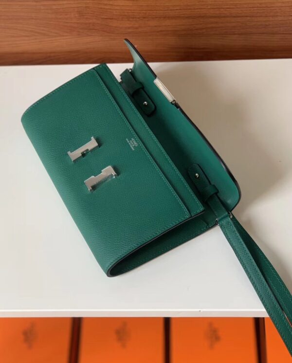 1:1 Replica Hermes Constance Epsom Long To Go Wallet Green For Women, Women's Wallet 8.1in/21cm