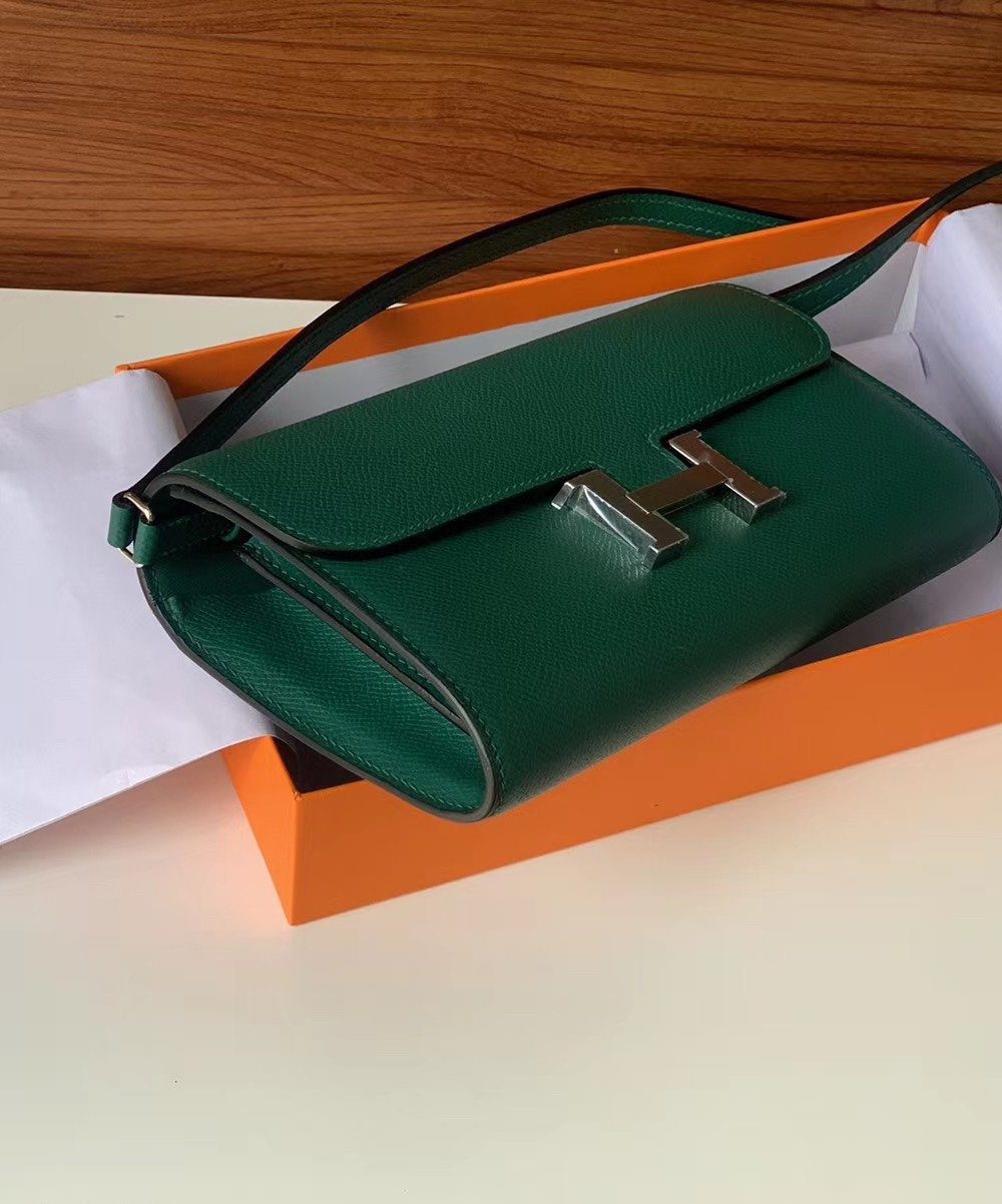 1:1 Replica Hermes Constance Epsom Long To Go Wallet Green For Women, Women's Wallet 8.1in/21cm