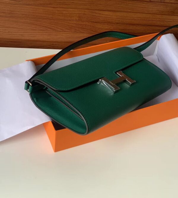1:1 Replica Hermes Constance Epsom Long To Go Wallet Green For Women, Women's Wallet 8.1in/21cm