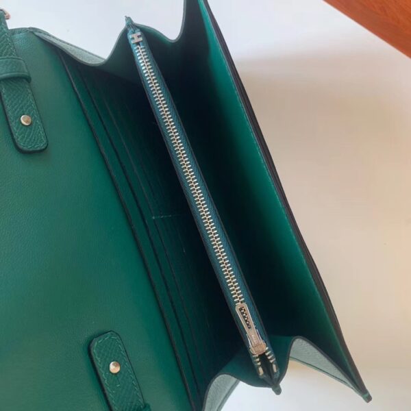 1:1 Replica Hermes Constance Epsom Long To Go Wallet Green For Women, Women's Wallet 8.1in/21cm