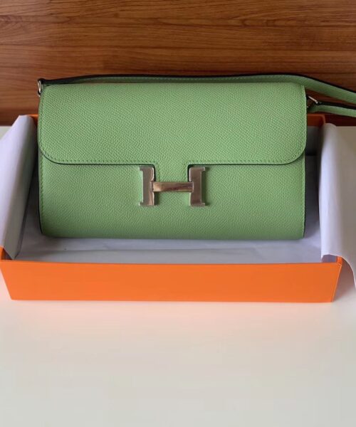 1:1 Replica Hermes Constance Epsom Long To Go Wallet Light Green For Women, Women's Wallet 8.1in/21cm