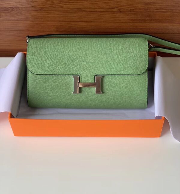 1:1 Replica Hermes Constance Epsom Long To Go Wallet Light Green For Women, Women's Wallet 8.1in/21cm