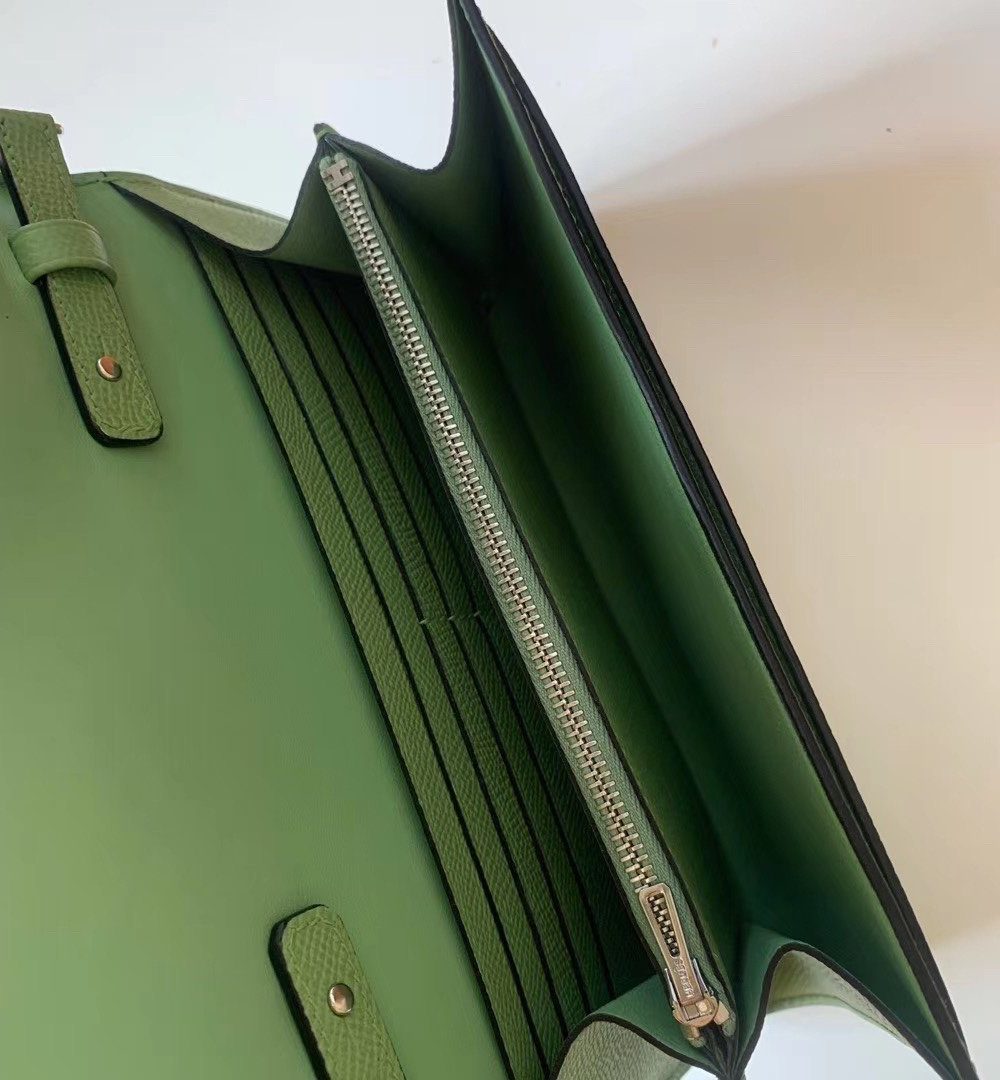 1:1 Replica Hermes Constance Epsom Long To Go Wallet Light Green For Women, Women's Wallet 8.1in/21cm