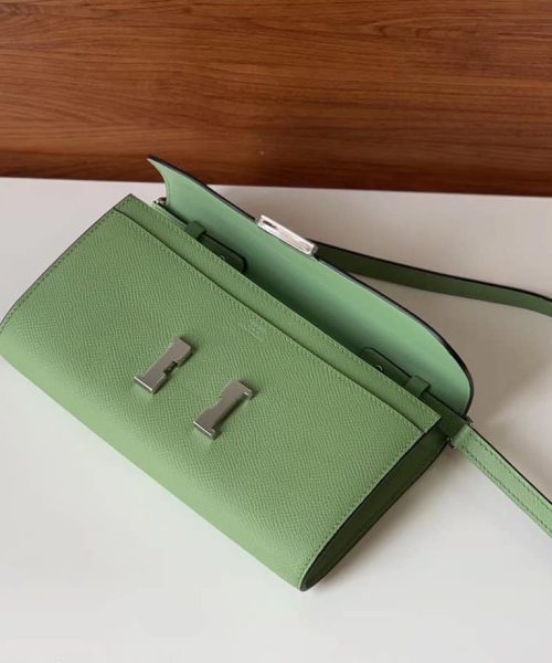 1:1 Replica Hermes Constance Epsom Long To Go Wallet Light Green For Women, Women's Wallet 8.1in/21cm