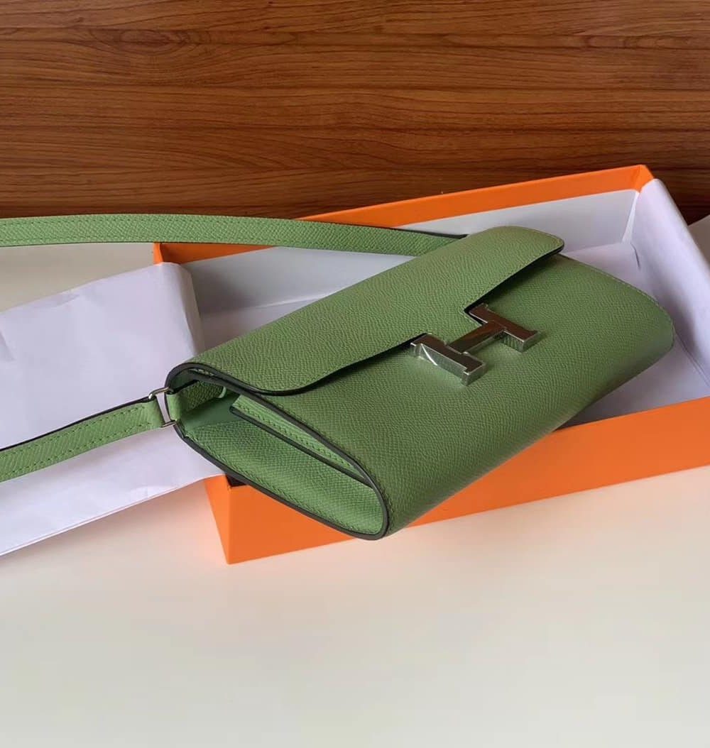 1:1 Replica Hermes Constance Epsom Long To Go Wallet Light Green For Women, Women's Wallet 8.1in/21cm