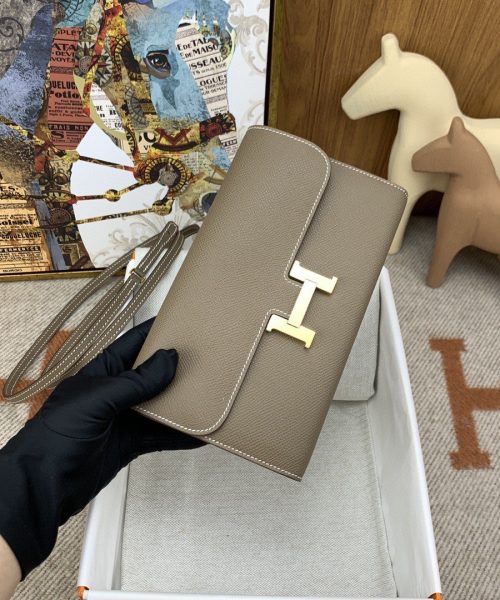 1:1 Replica Hermes Constance Long Togo Wallet Brown, Gold Toned Hardware Bag For Women, Women's Handbags, Shoulder Bags 8.1in/21cm