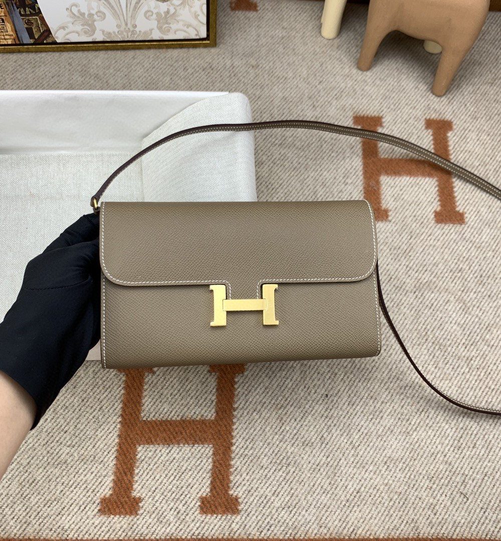 1:1 Replica Hermes Constance Long Togo Wallet Brown, Gold Toned Hardware Bag For Women, Women's Handbags, Shoulder Bags 8.1in/21cm