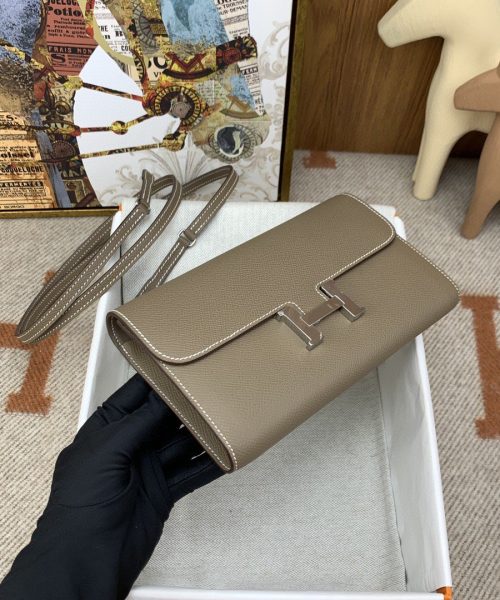 1:1 Replica Hermes Constance Long Togo Wallet Brown, Silver Toned Hardware Bag For Women, Women's Handbags, Shoulder Bags 8.1in/21cm