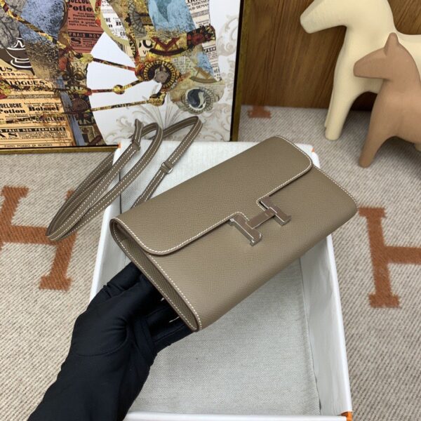 1:1 Replica Hermes Constance Long Togo Wallet Brown, Silver Toned Hardware Bag For Women, Women's Handbags, Shoulder Bags 8.1in/21cm