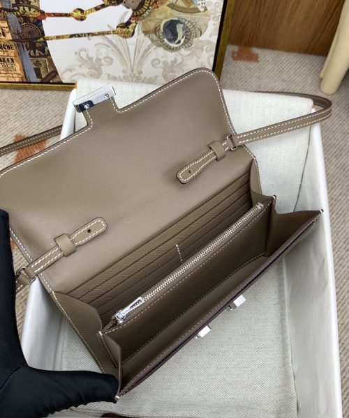 1:1 Replica Hermes Constance Long Togo Wallet Brown, Silver Toned Hardware Bag For Women, Women's Handbags, Shoulder Bags 8.1in/21cm