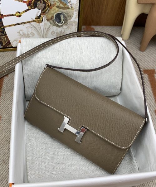 1:1 Replica Hermes Constance Long Togo Wallet Brown, Silver Toned Hardware Bag For Women, Women's Handbags, Shoulder Bags 8.1in/21cm