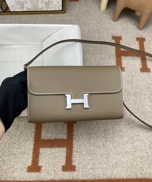 1:1 Replica Hermes Constance Long Togo Wallet Brown, Silver Toned Hardware Bag For Women, Women's Handbags, Shoulder Bags 8.1in/21cm