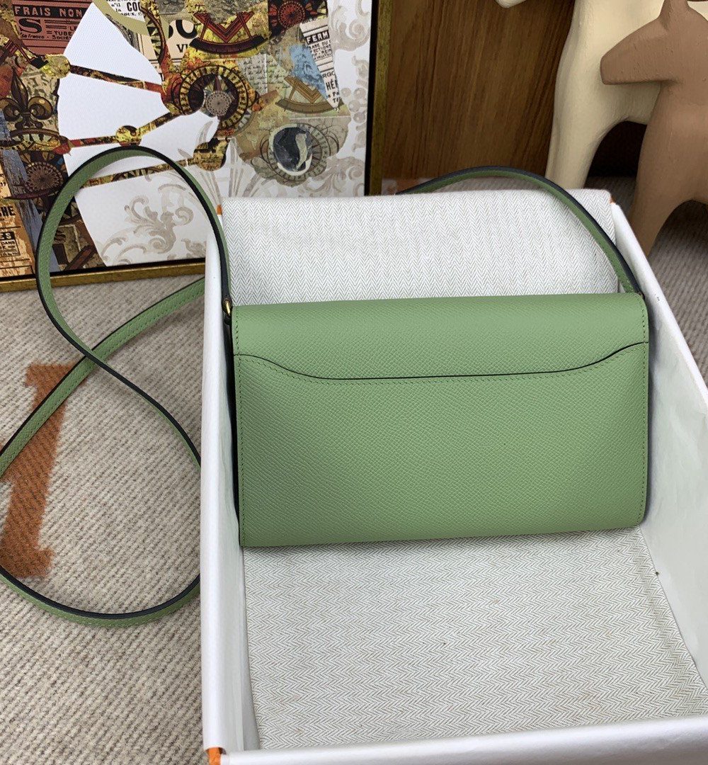 1:1 Replica Hermes Constance Long Togo Wallet Green, Gold Toned Hardware Bag For Women, Women's Handbags, Shoulder Bags 8.1in/21cm