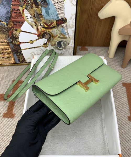 1:1 Replica Hermes Constance Long Togo Wallet Green, Gold Toned Hardware Bag For Women, Women's Handbags, Shoulder Bags 8.1in/21cm