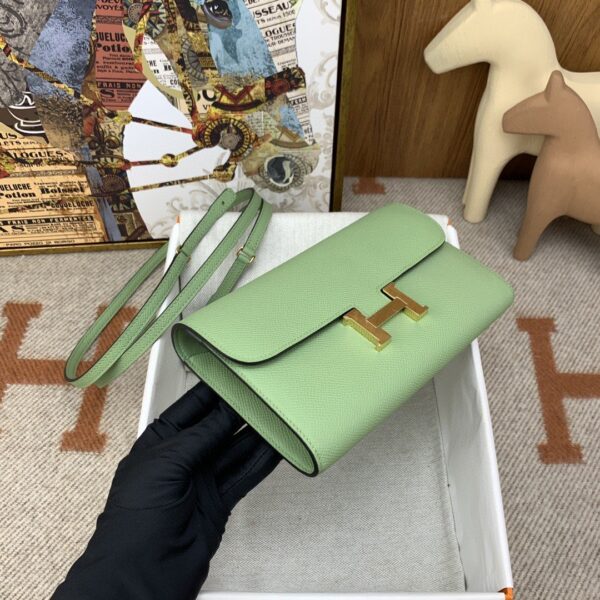 1:1 Replica Hermes Constance Long Togo Wallet Green, Gold Toned Hardware Bag For Women, Women's Handbags, Shoulder Bags 8.1in/21cm