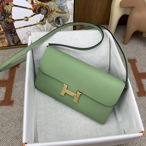 1:1 Replica Hermes Constance Long Togo Wallet Green, Gold Toned Hardware Bag For Women, Women's Handbags, Shoulder Bags 8.1in/21cm