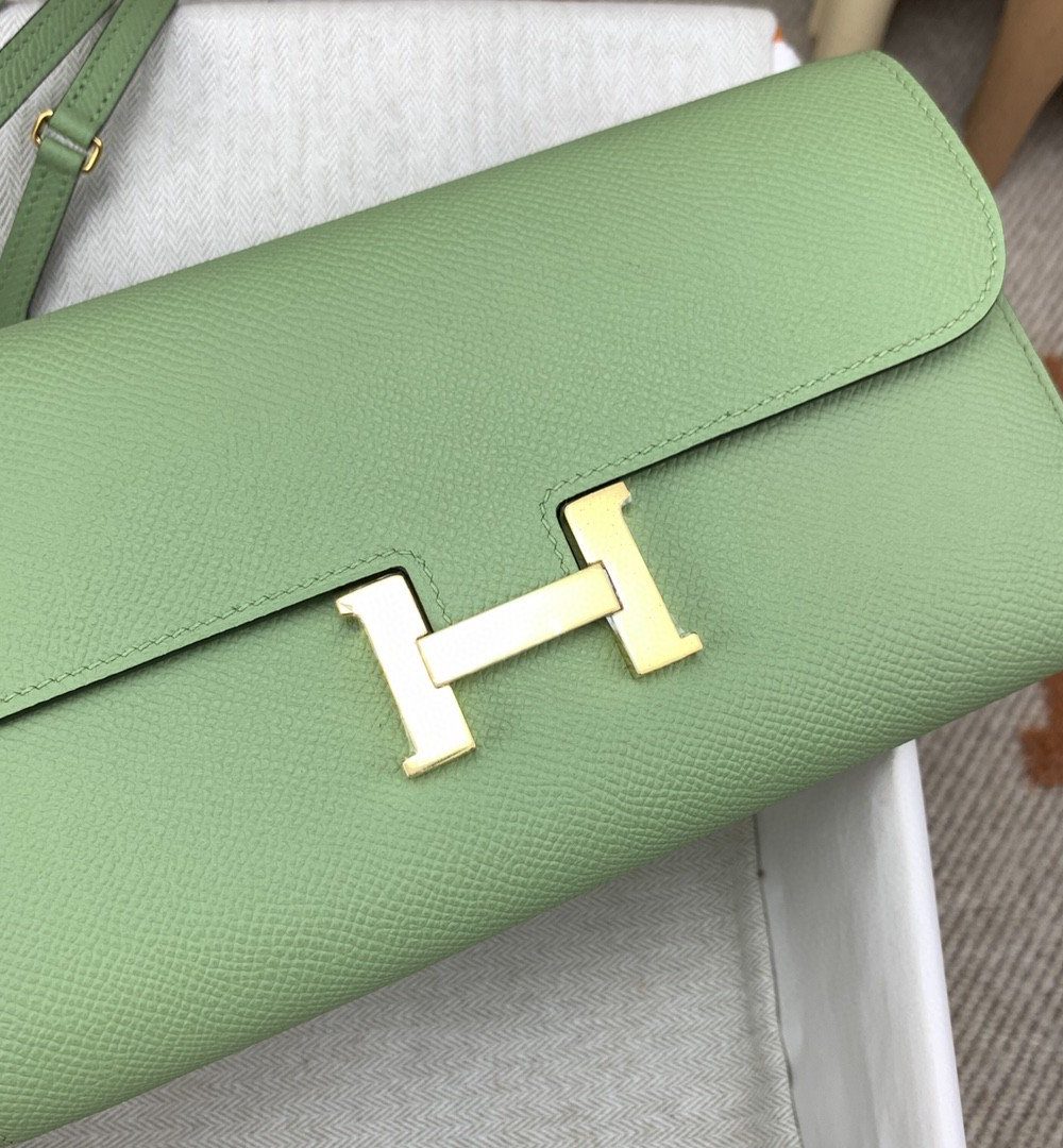 1:1 Replica Hermes Constance Long Togo Wallet Green, Gold Toned Hardware Bag For Women, Women's Handbags, Shoulder Bags 8.1in/21cm