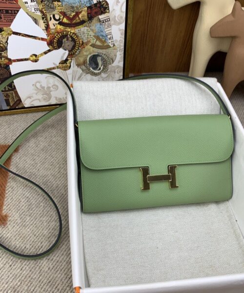 1:1 Replica Hermes Constance Long Togo Wallet Green, Gold Toned Hardware Bag For Women, Women's Handbags, Shoulder Bags 8.1in/21cm