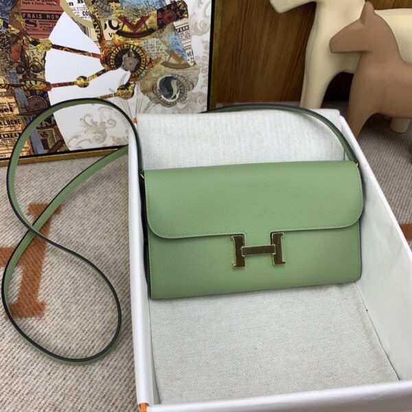 1:1 Replica Hermes Constance Long Togo Wallet Green, Gold Toned Hardware Bag For Women, Women's Handbags, Shoulder Bags 8.1in/21cm