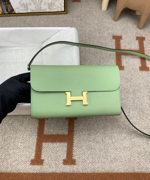 1:1 Replica Hermes Constance Long Togo Wallet Green, Gold Toned Hardware Bag For Women, Women's Handbags, Shoulder Bags 8.1in/21cm