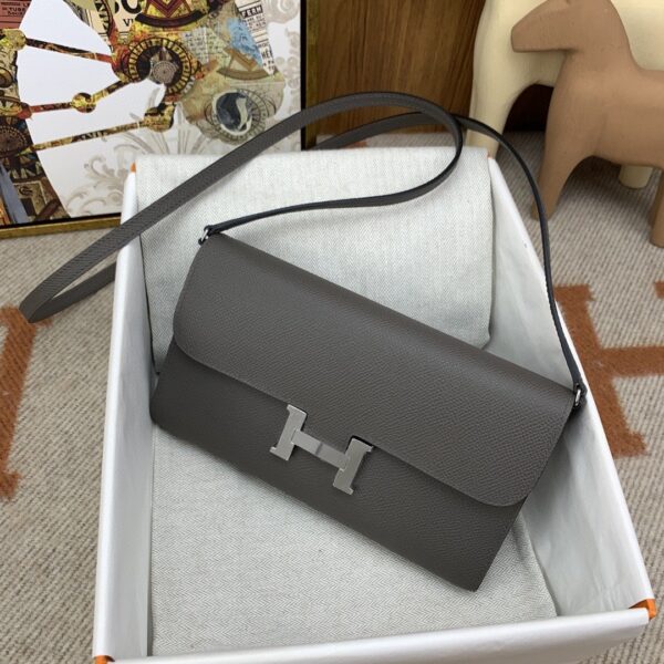 1:1 Replica Hermes Constance Long Togo Wallet Grey, Silver Toned Hardware Bag For Women, Women's Handbags, Shoulder Bags 8.1in/21cm