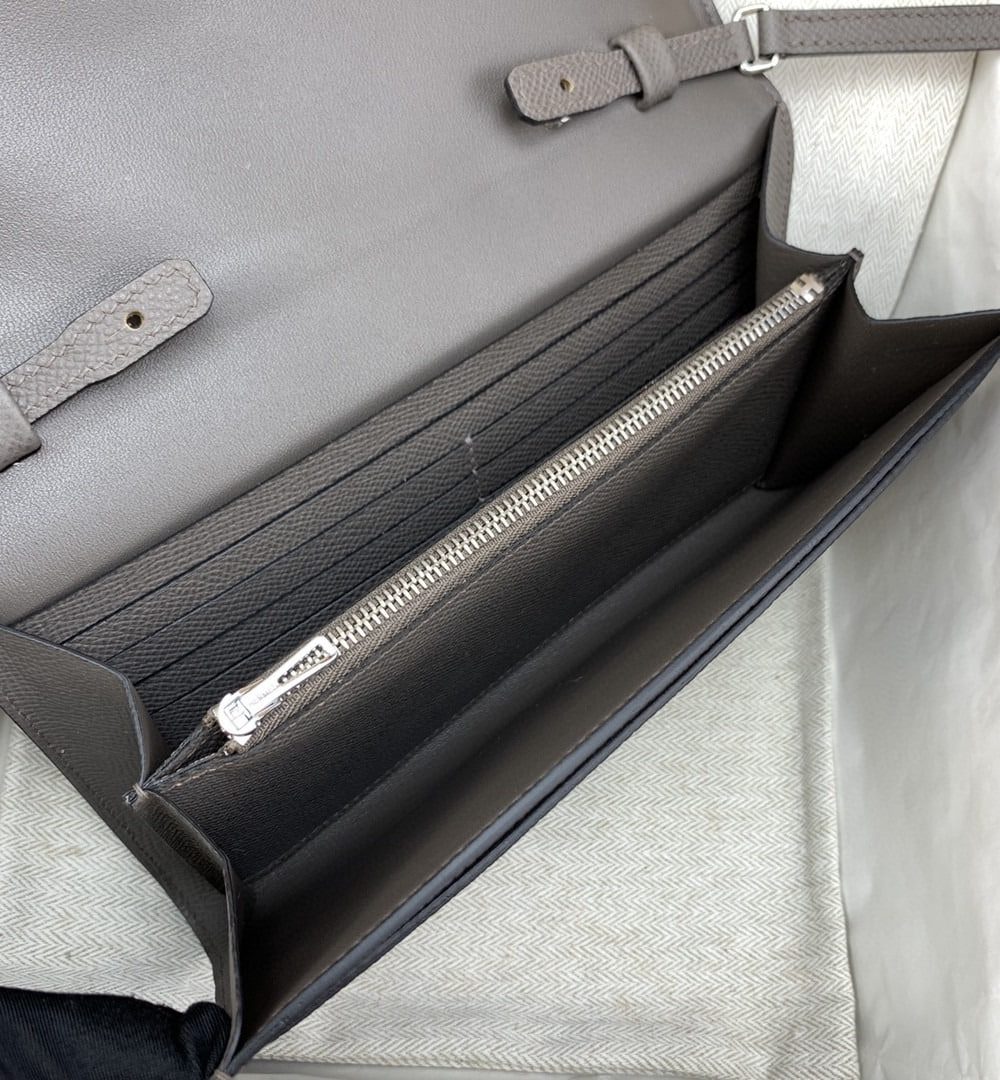1:1 Replica Hermes Constance Long Togo Wallet Grey, Silver Toned Hardware Bag For Women, Women's Handbags, Shoulder Bags 8.1in/21cm