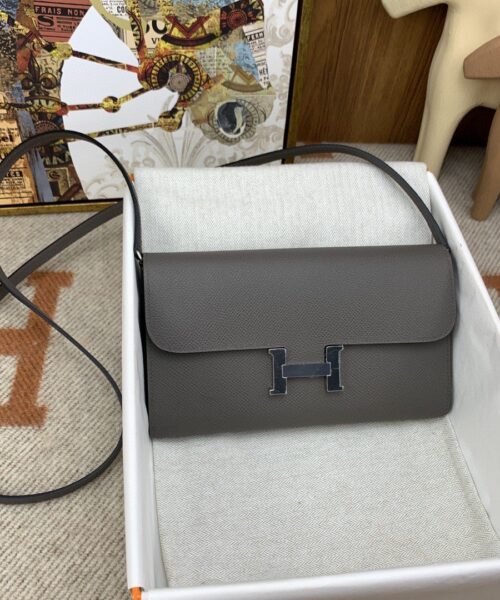 1:1 Replica Hermes Constance Long Togo Wallet Grey, Silver Toned Hardware Bag For Women, Women's Handbags, Shoulder Bags 8.1in/21cm