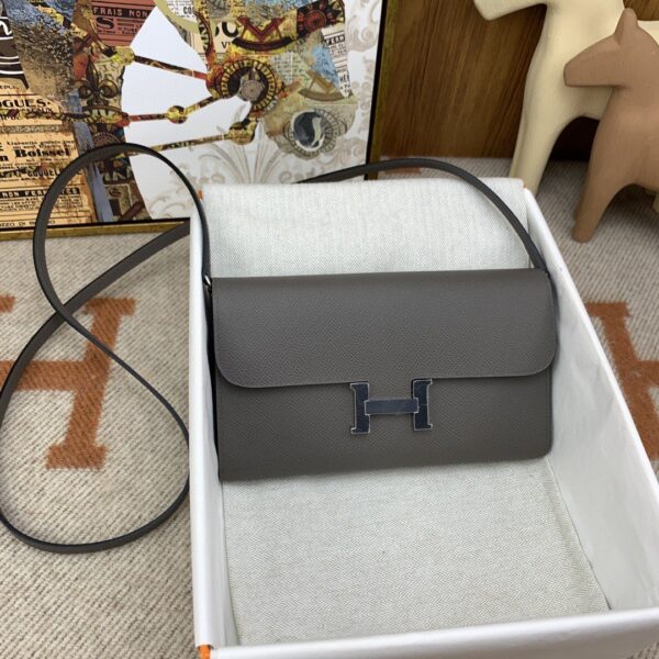 1:1 Replica Hermes Constance Long Togo Wallet Grey, Silver Toned Hardware Bag For Women, Women's Handbags, Shoulder Bags 8.1in/21cm