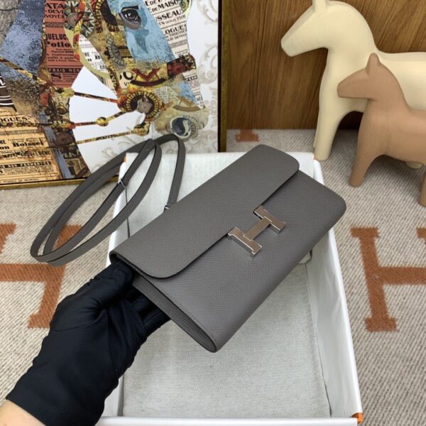 1:1 Replica Hermes Constance Long Togo Wallet Grey, Silver Toned Hardware Bag For Women, Women's Handbags, Shoulder Bags 8.1in/21cm