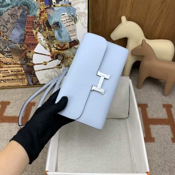 1:1 Replica Hermes Constance Long Togo Wallet Light Blue, Silver Toned Hardware Bag For Women, Women's Handbags, Shoulder Bags 8.1in/21cm