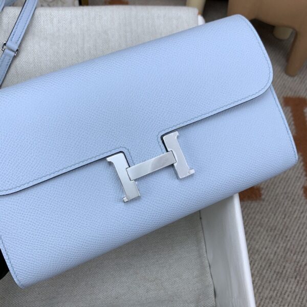 1:1 Replica Hermes Constance Long Togo Wallet Light Blue, Silver Toned Hardware Bag For Women, Women's Handbags, Shoulder Bags 8.1in/21cm