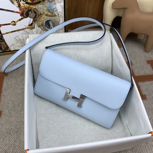 1:1 Replica Hermes Constance Long Togo Wallet Light Blue, Silver Toned Hardware Bag For Women, Women's Handbags, Shoulder Bags 8.1in/21cm