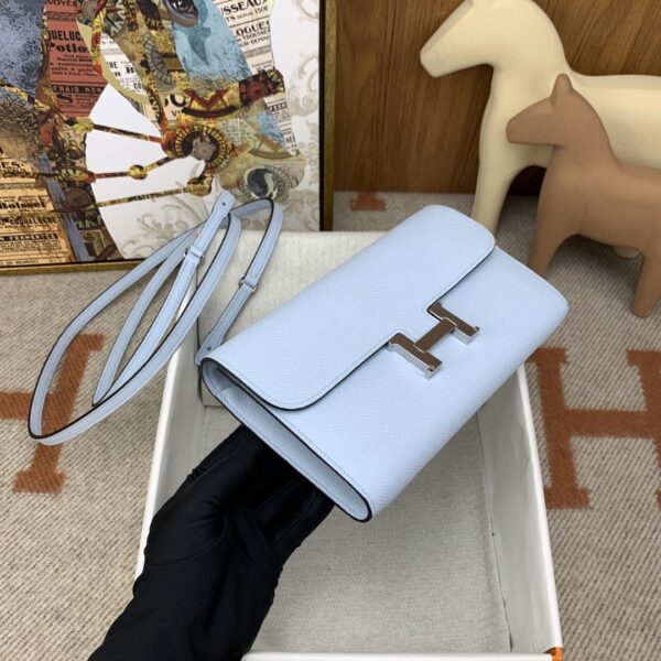1:1 Replica Hermes Constance Long Togo Wallet Light Blue, Silver Toned Hardware Bag For Women, Women's Handbags, Shoulder Bags 8.1in/21cm