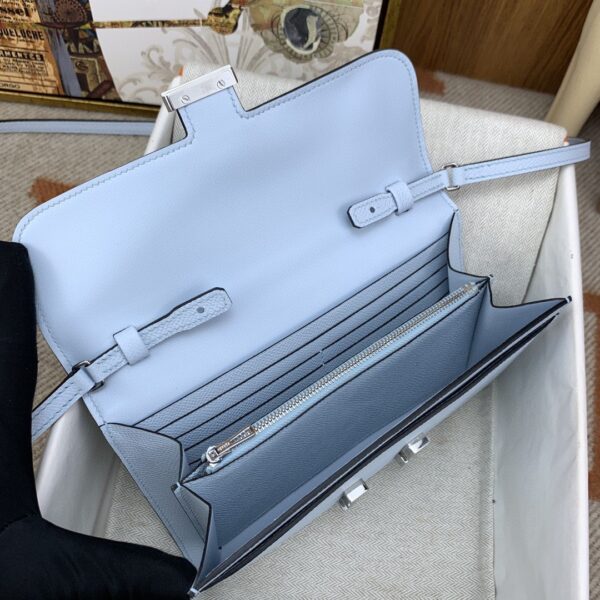 1:1 Replica Hermes Constance Long Togo Wallet Light Blue, Silver Toned Hardware Bag For Women, Women's Handbags, Shoulder Bags 8.1in/21cm