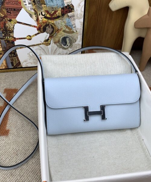 1:1 Replica Hermes Constance Long Togo Wallet Light Blue, Silver Toned Hardware Bag For Women, Women's Handbags, Shoulder Bags 8.1in/21cm