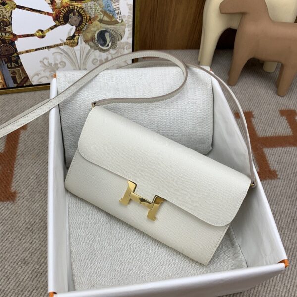 1:1 Replica Hermes Constance Long Togo Wallet White, Gold Toned Hardware Bag For Women, Women's Handbags, Shoulder Bags 8.1in/21cm