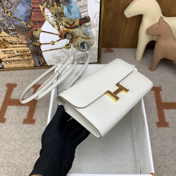 1:1 Replica Hermes Constance Long Togo Wallet White, Gold Toned Hardware Bag For Women, Women's Handbags, Shoulder Bags 8.1in/21cm