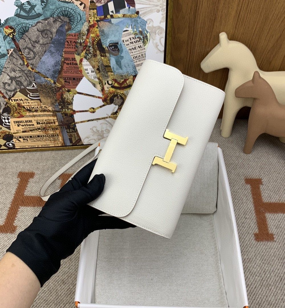 1:1 Replica Hermes Constance Long Togo Wallet White, Gold Toned Hardware Bag For Women, Women's Handbags, Shoulder Bags 8.1in/21cm