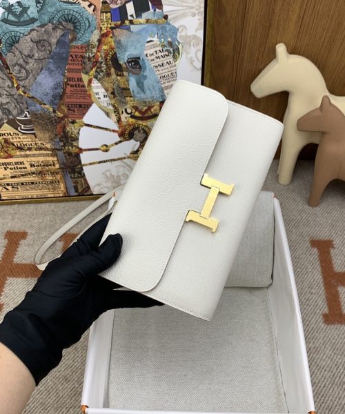 1:1 Replica Hermes Constance Long Togo Wallet White, Gold Toned Hardware Bag For Women, Women's Handbags, Shoulder Bags 8.1in/21cm
