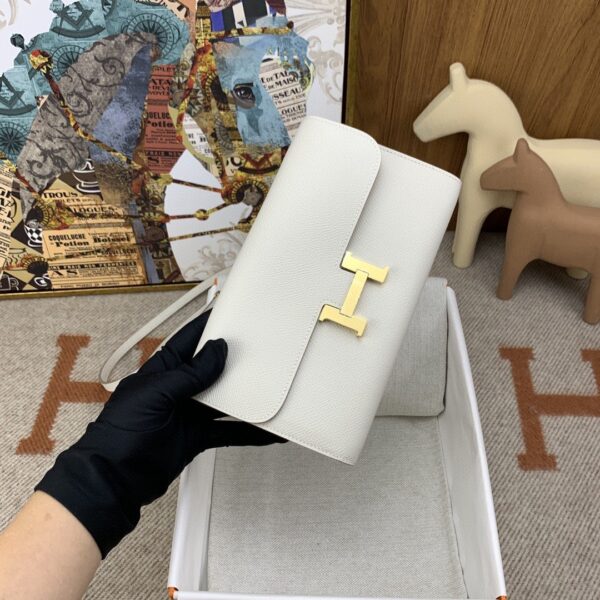 1:1 Replica Hermes Constance Long Togo Wallet White, Gold Toned Hardware Bag For Women, Women's Handbags, Shoulder Bags 8.1in/21cm