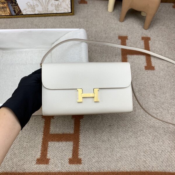 1:1 Replica Hermes Constance Long Togo Wallet White, Gold Toned Hardware Bag For Women, Women's Handbags, Shoulder Bags 8.1in/21cm