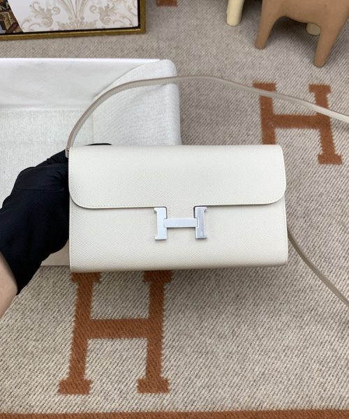 1:1 Replica Hermes Constance Long Togo Wallet White, Silver Toned Hardware Bag For Women, Women's Handbags, Shoulder Bags 8.1in/21cm