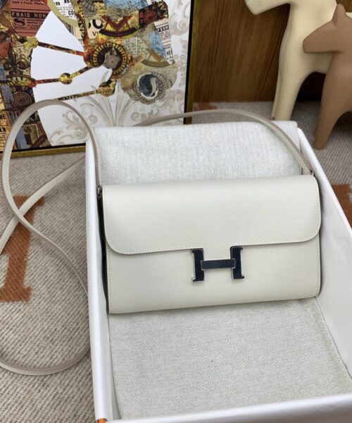 1:1 Replica Hermes Constance Long Togo Wallet White, Silver Toned Hardware Bag For Women, Women's Handbags, Shoulder Bags 8.1in/21cm