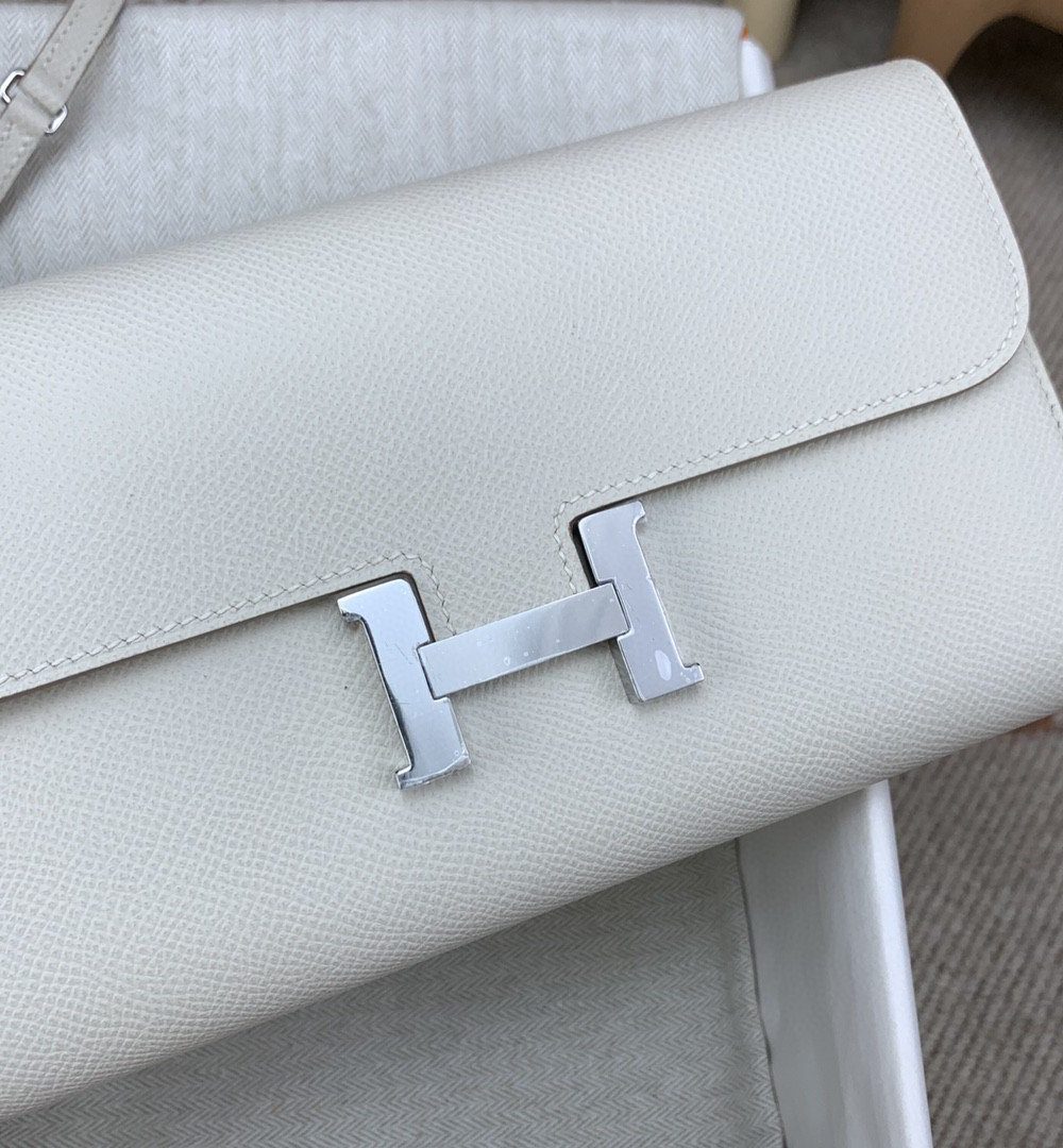 1:1 Replica Hermes Constance Long Togo Wallet White, Silver Toned Hardware Bag For Women, Women's Handbags, Shoulder Bags 8.1in/21cm