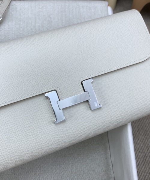 1:1 Replica Hermes Constance Long Togo Wallet White, Silver Toned Hardware Bag For Women, Women's Handbags, Shoulder Bags 8.1in/21cm