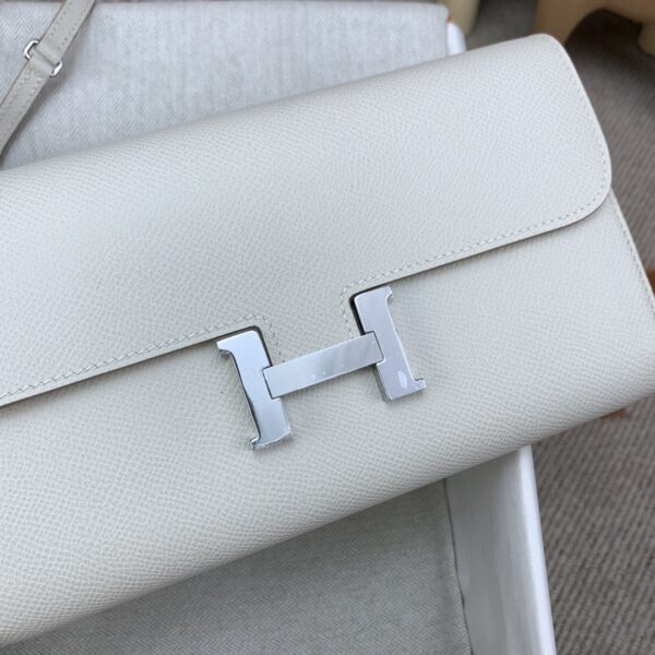 1:1 Replica Hermes Constance Long Togo Wallet White, Silver Toned Hardware Bag For Women, Women's Handbags, Shoulder Bags 8.1in/21cm