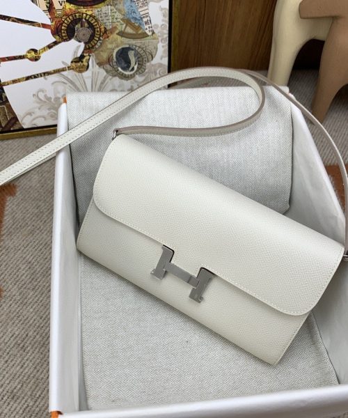1:1 Replica Hermes Constance Long Togo Wallet White, Silver Toned Hardware Bag For Women, Women's Handbags, Shoulder Bags 8.1in/21cm