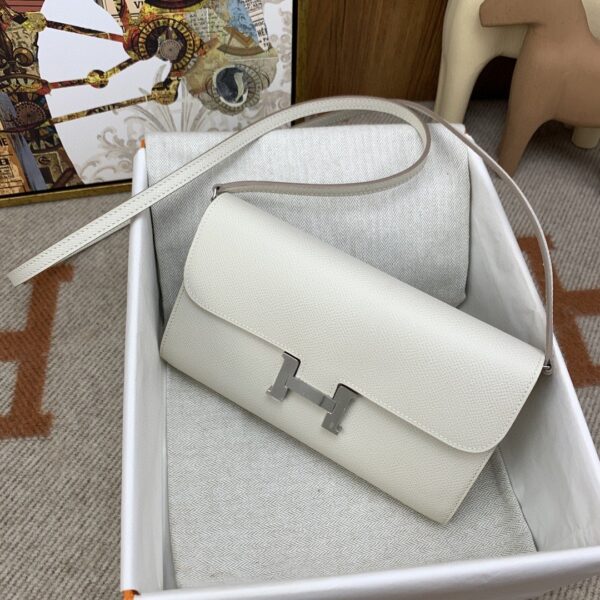 1:1 Replica Hermes Constance Long Togo Wallet White, Silver Toned Hardware Bag For Women, Women's Handbags, Shoulder Bags 8.1in/21cm